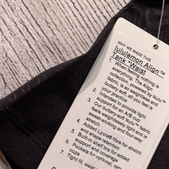 LULULEMON lululemon Align Tank Top  Yogo Yoga Embossed Black 6 Waist length NWT - Picture 6 of 6